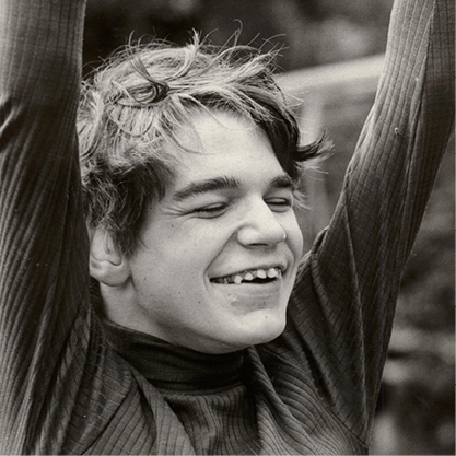 Black and White photo person smiling