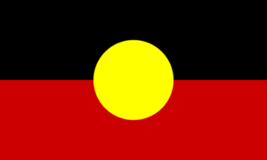 Aboriginal Flat - Black, Red and yellow circle (representing the sun)