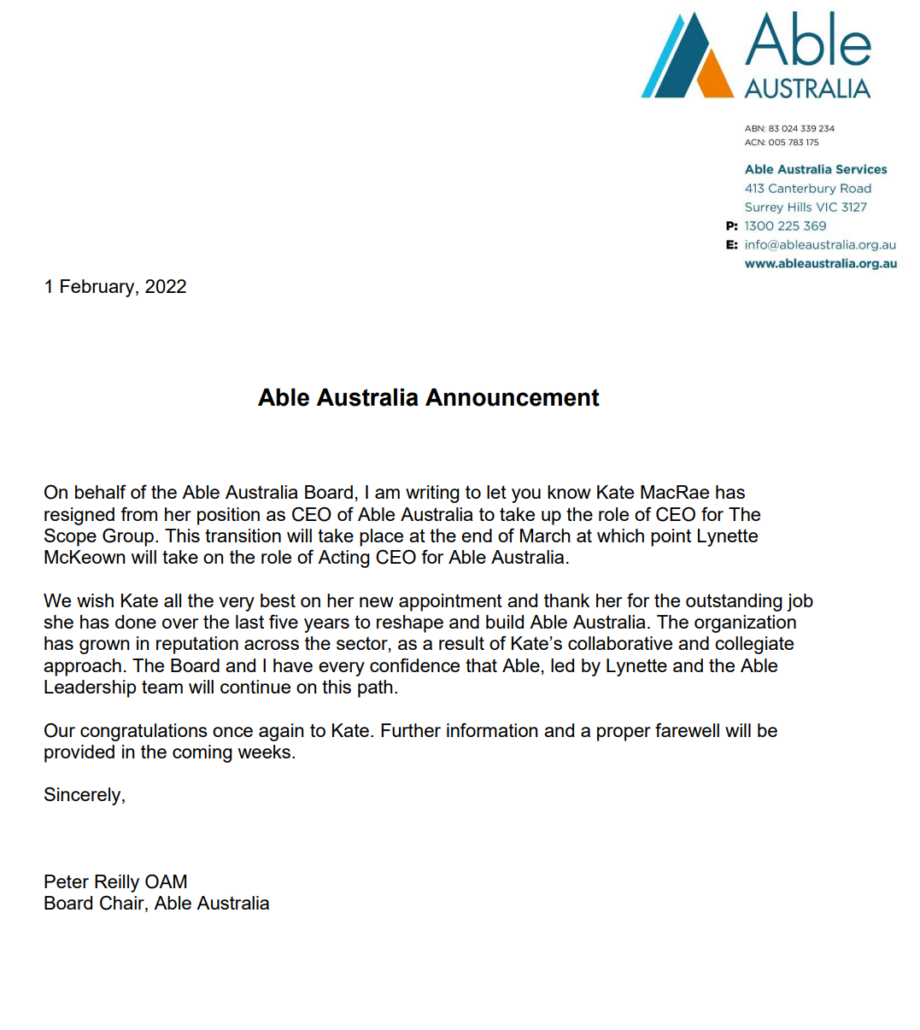 Able Announcement
